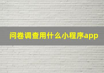 问卷调查用什么小程序app