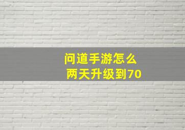 问道手游怎么两天升级到70