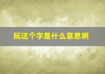 阮这个字是什么意思啊