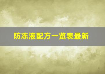 防冻液配方一览表最新