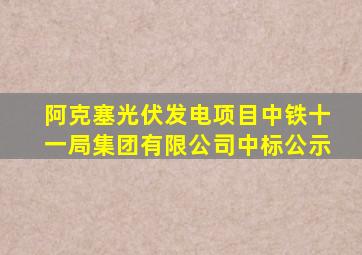 阿克塞光伏发电项目中铁十一局集团有限公司中标公示