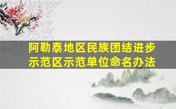 阿勒泰地区民族团结进步示范区示范单位命名办法