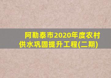 阿勒泰市2020年度农村供水巩固提升工程(二期)