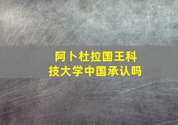 阿卜杜拉国王科技大学中国承认吗