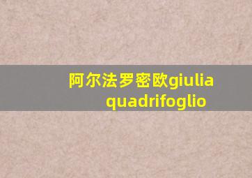 阿尔法罗密欧giuliaquadrifoglio