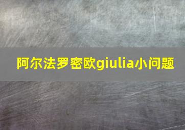 阿尔法罗密欧giulia小问题