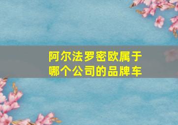 阿尔法罗密欧属于哪个公司的品牌车