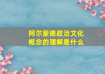 阿尔蒙德政治文化概念的理解是什么