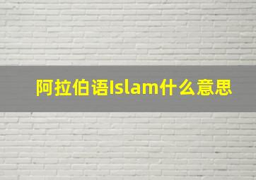 阿拉伯语Islam什么意思