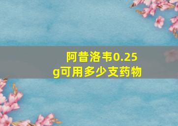 阿昔洛韦0.25g可用多少支药物