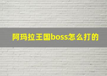 阿玛拉王国boss怎么打的