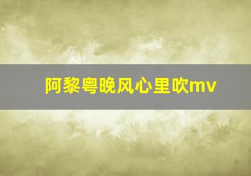 阿黎粤晚风心里吹mv