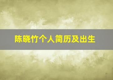 陈晓竹个人简历及出生