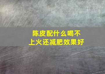 陈皮配什么喝不上火还减肥效果好