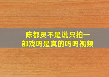 陈都灵不是说只拍一部戏吗是真的吗吗视频