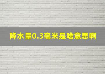 降水量0.3毫米是啥意思啊