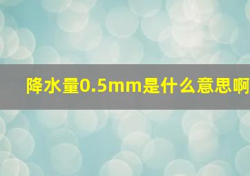 降水量0.5mm是什么意思啊