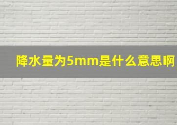 降水量为5mm是什么意思啊