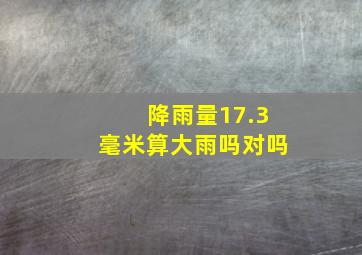 降雨量17.3毫米算大雨吗对吗