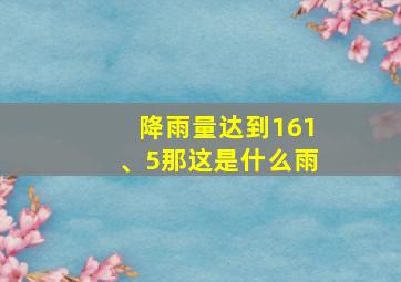 降雨量达到161、5那这是什么雨