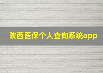 陕西医保个人查询系统app