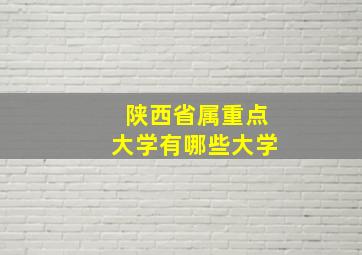 陕西省属重点大学有哪些大学