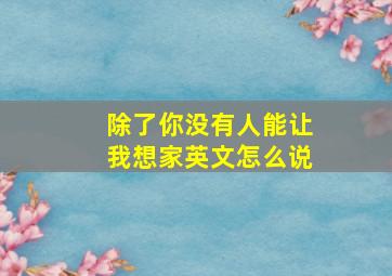 除了你没有人能让我想家英文怎么说