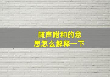 随声附和的意思怎么解释一下