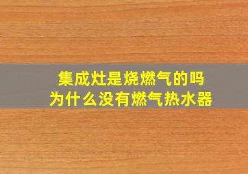 集成灶是烧燃气的吗为什么没有燃气热水器