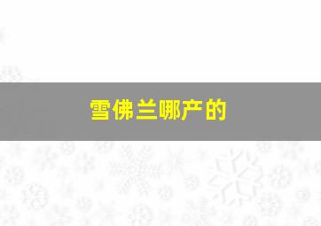 雪佛兰哪产的