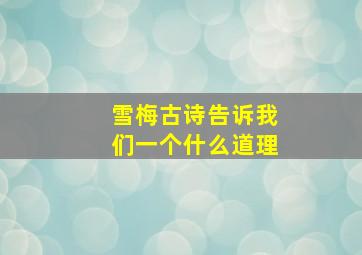 雪梅古诗告诉我们一个什么道理