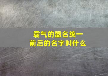 霸气的盟名统一前后的名字叫什么