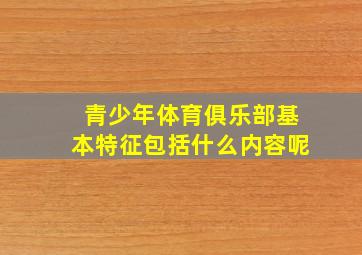 青少年体育俱乐部基本特征包括什么内容呢