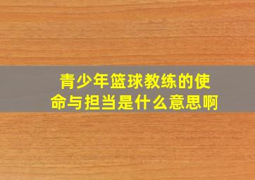 青少年篮球教练的使命与担当是什么意思啊