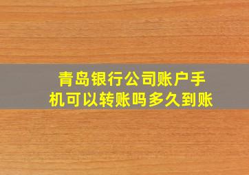 青岛银行公司账户手机可以转账吗多久到账