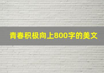 青春积极向上800字的美文