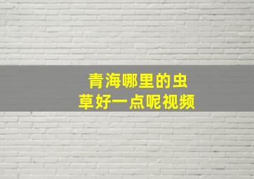 青海哪里的虫草好一点呢视频