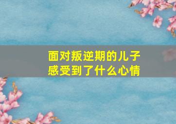 面对叛逆期的儿子感受到了什么心情