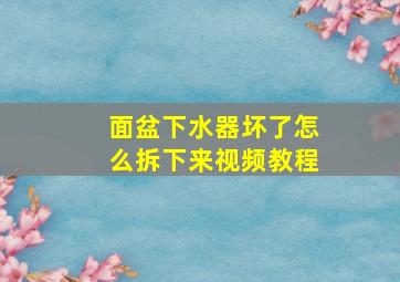 面盆下水器坏了怎么拆下来视频教程