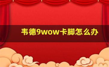 韦德9wow卡脚怎么办