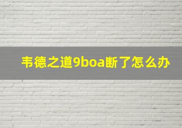 韦德之道9boa断了怎么办