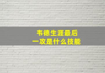 韦德生涯最后一攻是什么技能