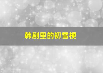 韩剧里的初雪梗