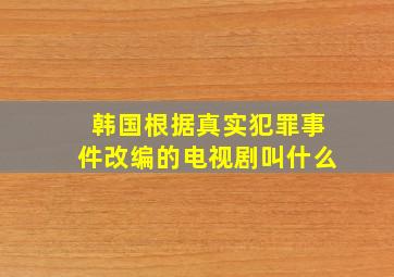 韩国根据真实犯罪事件改编的电视剧叫什么