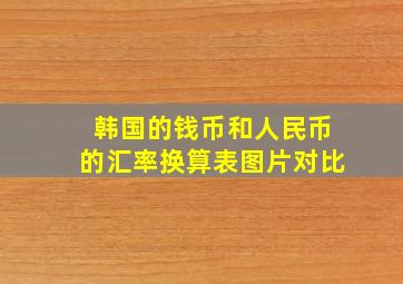 韩国的钱币和人民币的汇率换算表图片对比