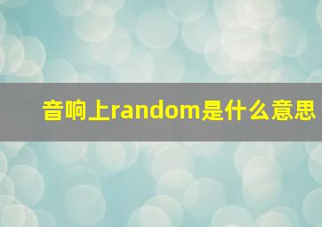 音响上random是什么意思