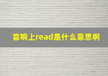 音响上read是什么意思啊