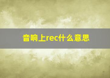 音响上rec什么意思