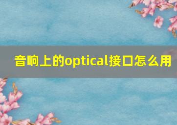 音响上的optical接口怎么用