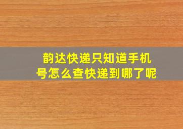 韵达快递只知道手机号怎么查快递到哪了呢